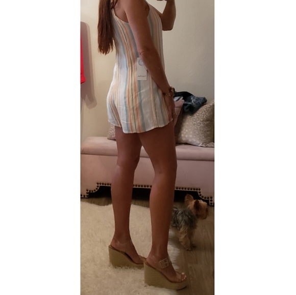 Privacy Please Lucca Romper in Multi Stripe - Picture 6 of 9